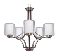SNA-CH5-NK Sonora 5-Light Chandelier Nk Clear &amp; White Glass ,